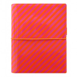 Filofax A5 Domino Patent orange/pink stripes organiser