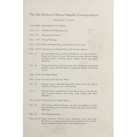 The Yale Editions of Horace Walpole's Correspondence, Volume 17: With Sir Horace Mann, I