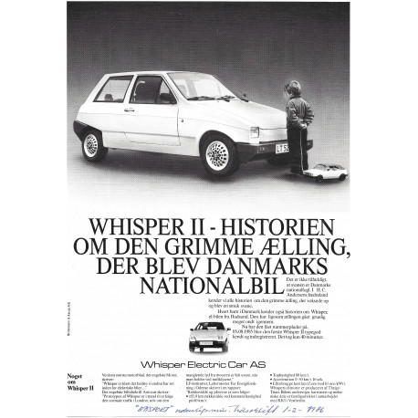 Elbilen Whisper, Danmarks Nationalbil: Bilen som startede 2. revolution af elbilerne