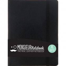Monsieur Notebook Leather Journal - Black Sketch Small A6