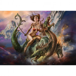 Boris Vallejo Fearless Rider 1,000-Piece Puzzle: for Adults Fantasy Dragon Gift Jigsaw 26 3/8” x 18 7/8”