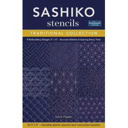 Sashiko Stencils, Traditional Collection: 9 Embroidery Designs 3" x 5", Accurate Stitches & Spacing Every Time