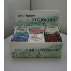 Display med 36 bøger (6 titler) - En lille bog, store ord