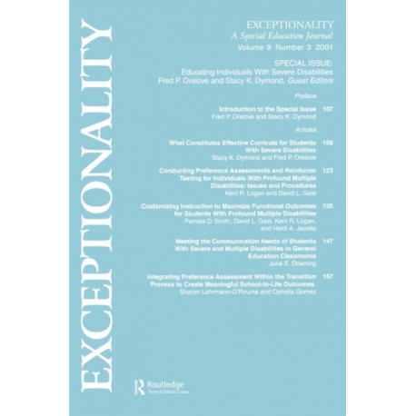 Educating Individuals With Severe Disabilities: A Special Issue of exceptionality