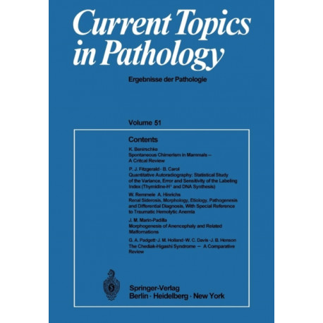Current Topics in Pathology: Ergebnisse der Pathologie
