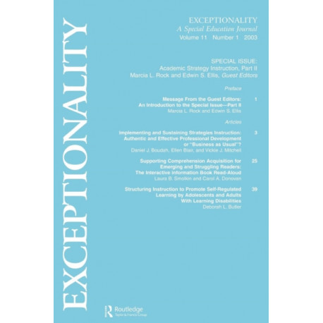 Academic Strategy Instruction: A Special Issue of Exceptionality
