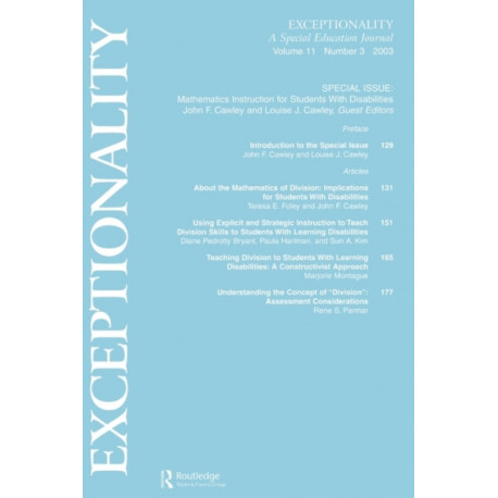Mathematics Instruction for Students With Disabilities: A Special Issue of exceptionality