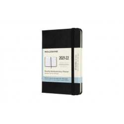 Moleskine 2022 18-Month Monthly Pocket Hardcover Notebook: Black: Black