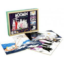 Fire Mumi Puslespil i Træ (sort)