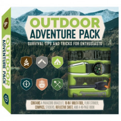 Outdoor Adventure Pack: Survival Tips and Tricks for Enthusiasts - Contains a Paracord Bracelet, 10-in-1 Multi-tool, Flint-striker, Compass, Stickers, Reflective Sheet, and a 48-page Book