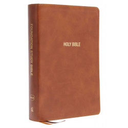 NKJV, Foundation Study Bible, Large Print, Leathersoft, Brown, Red Letter, Thumb Indexed, Comfort Print: Holy Bible, New King James Version