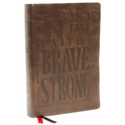 NKJV, Giant Print Center-Column Reference Bible, Verse Art Cover Collection, Genuine Leather, Brown, Thumb Indexed, Red Letter, Comfort Print: Holy Bible, New King James Version