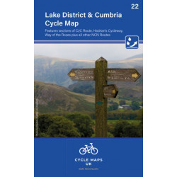 Lake District & Cumbria Cycle Map 22: Features sections of the C2C route, Hadrians Cycleway, Way of the Roses plus other NCN routes