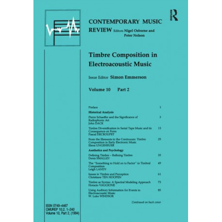 Timbre Composition in Electroacoustic Music