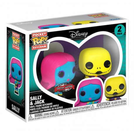 Funko The Nightmare Before Christmas - Jack & Sally Black Light Keychain (2 Pack)