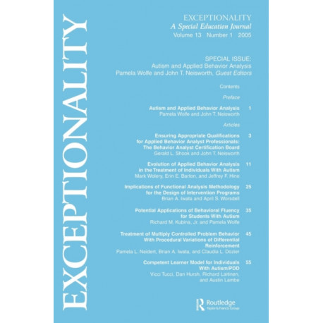 Autism and Applied Behavior Analysis: A Special Issue of exceptionality