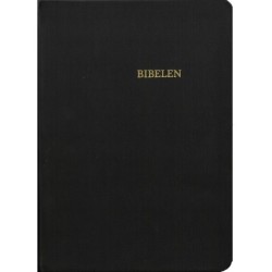 Bibelen i sort skind: luksusbibel i mellemformat indbundet i sort ægte skind og med guldsnit