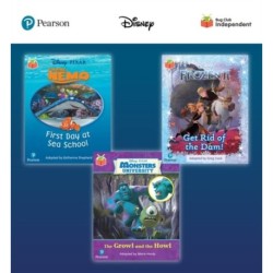 Pearson Bug Club Disney Reception Pack A, including decodable phonics readers for phases 1 to 3- Finding Nemo: First Day at Sea School, Frozen 2: Get Rid of the Dam! and Monsters, Inc: The Growl and the Howl