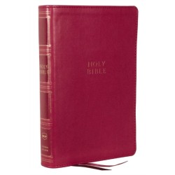 NKJV, Compact Center-Column Reference Bible, Dark Rose Leathersoft, Red Letter, Comfort Print