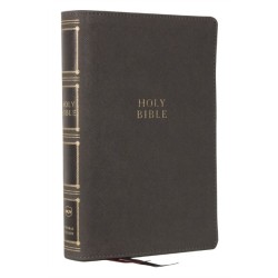 NKJV, Compact Center-Column Reference Bible, Gray Leathersoft, Red Letter, Comfort Print