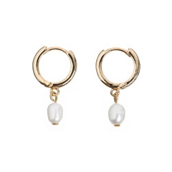 Timi of Sweden: Pearl Small Hoop Earrings - Gold