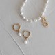 Timi of Sweden: Pearl Small Hoop Earrings - Gold