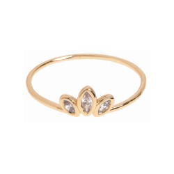 Timi of Sweden: Leah - White Crystal Lotus Ring - Gold