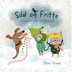 Sild og Fritte bygger en snemand