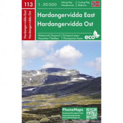 Hardangervidda East Hiking & Cycling Map