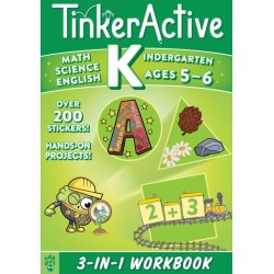 TinkerActive Kindergarten 3-in-1 Workbook: Math, Science, English Language Arts