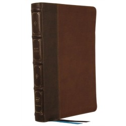 NKJV, Large Print Thinline Reference Bible, Blue Letter, Maclaren Series, Leathersoft, Brown, Thumb Indexed, Comfort Print: Holy Bible, New King James Version