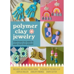 Polymer Clay Jewelry Kit: Everything You Need to Make Your Own Jewelry – Includes: 48-page Project Book, 8 Colors of Polymer Clay, Acrylic Roller, Jewelry Findings, Shape Cutters