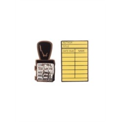 Library Card and Stamp Enamel Pin Set