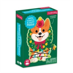 Christmas Corgi 48 Piece Scratch and Sniff Shaped Mini Pzl