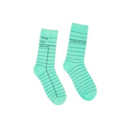 Library Card (Mint Green) Socks - Large