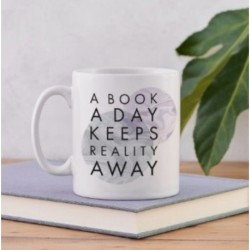 Literary Mug - "Book A Day Keeps Reality Away" - Marble Design
