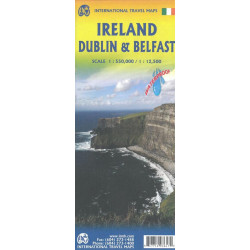 Ireland with Dublin and Belfast Travel Reference Map