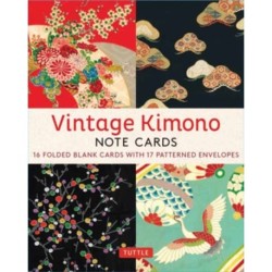 Vintage Kimono, 16 Note Cards: 8 illustrations from 1900's Vintage Japanese Kimono Fabrics (Blank Cards with Envelopes in a Keepsake Box)