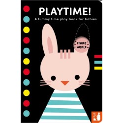 Playtime!: A high-contrast fold-out tummy time book with finger wiggle holes for babies