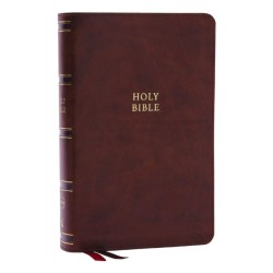 NKJV, Single-Column Reference Bible, Verse-by-verse, Brown Leathersoft, Red Letter, Comfort Print (Thumb Indexed)