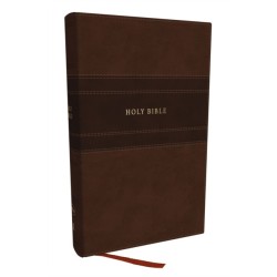 NKJV Personal Size Large Print Bible with 43,000 Cross References, Brown Leathersoft, Red Letter, Comfort Print (Thumb Indexed)