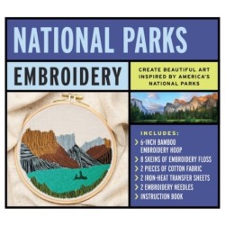 National Parks Embroidery kit: Create Beautiful Art Inspired by America's National Parks – Includes: 6-inch Bamboo Embroider Hoop, 8 Skeins of Embroidery Floss, 2 Pieces of Cotton Fabric, 2 Iron-heat Transfer Sheets, 2 Embroidery Needles, Instruction Bo