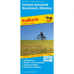 Friesland, Ammerland, Wesermarsch, Oldenburg Radkarte mit Ausflugszielen, Einkehr- & Freizeittipps