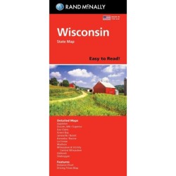 Wisconsin State Map, Rand McNally Easy to Read!