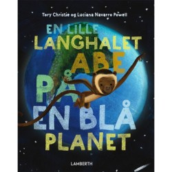 En lille langhalet abe på en blå planet