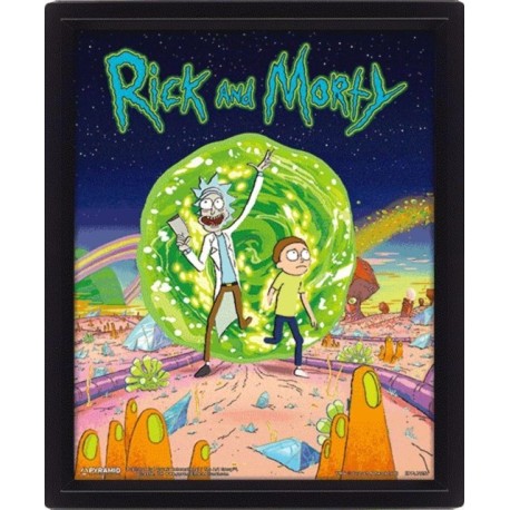 Rick And Morty (Portal) 10 x 8" 3D Lenticular Poster (Framed)