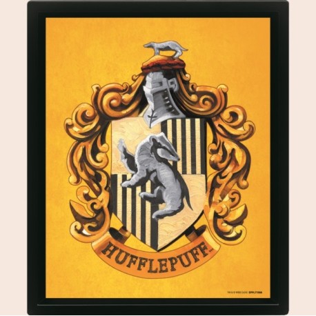 Harry Potter (Colourful Crest Hufflepuff) 3D Lenticular Poster (Framed)