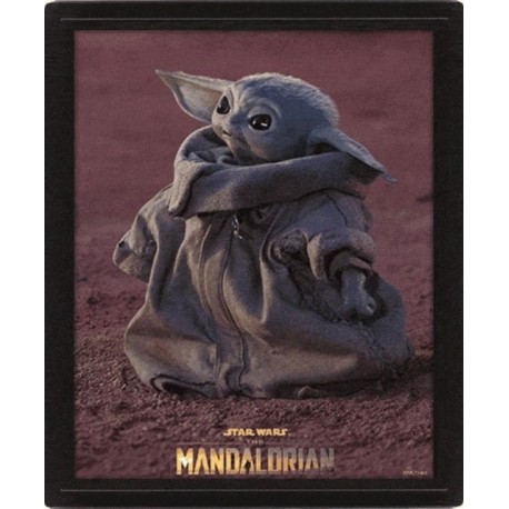 Star Wars: The Mandalorian (Grogu) 10 x 8" 3D Lenticular Poster (Framed): The Mandalorian (Grogu) 10 x 8" 3D Lenticular Poster (Framed)
