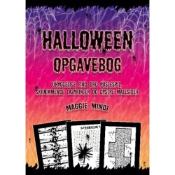 Halloween Opgavebog: Uhyggelige find ord puslespil, skræmmende labyrinter og dystre malesider.