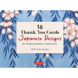 16 Thank You Cards Japanese Designs: 4 1/2 x 3 inch blank cards in 8 Lovely Designs (2 each) with 16 Envelopes